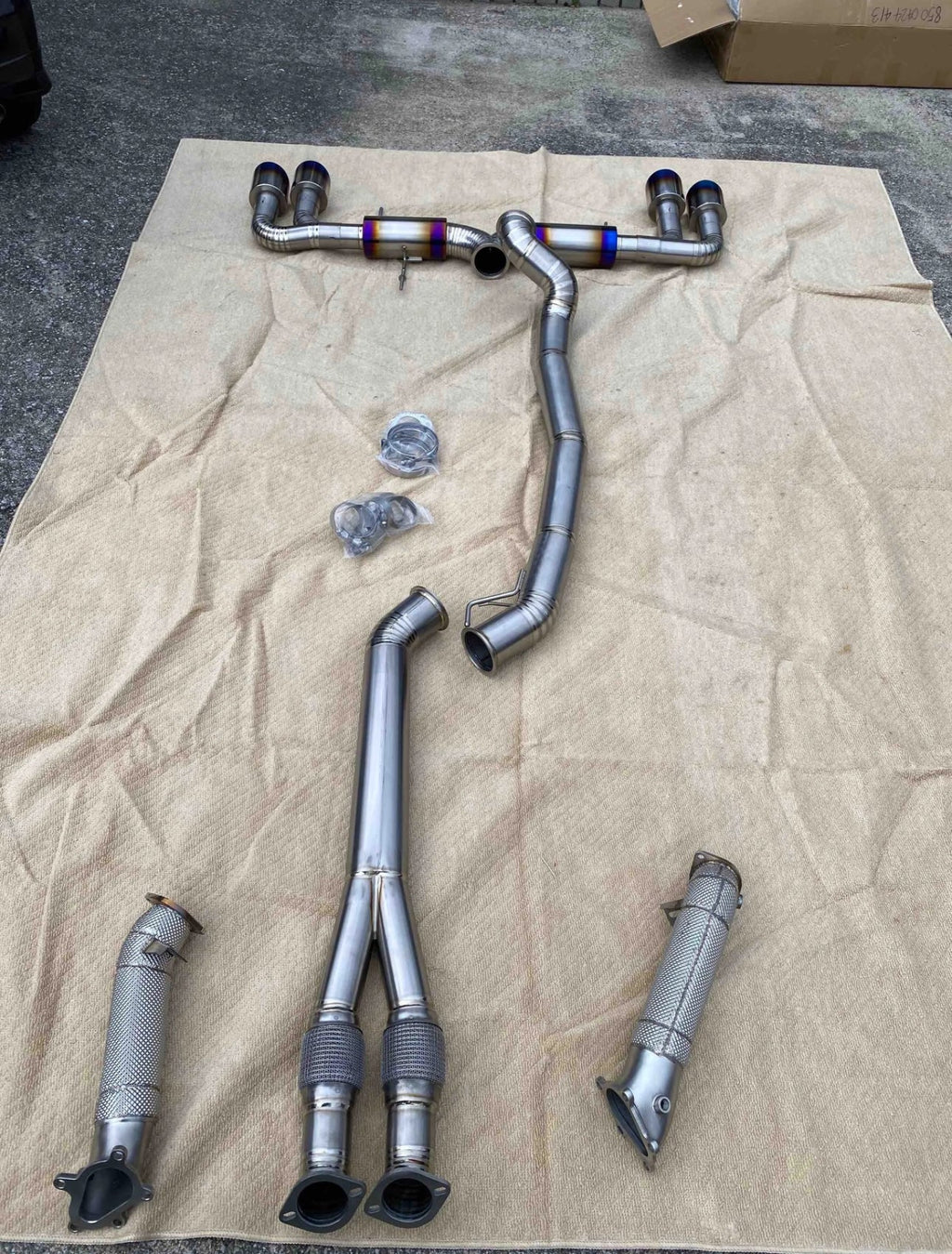 R35 Nissan GTR Titanium 3.5”complete exhaust + downpipes